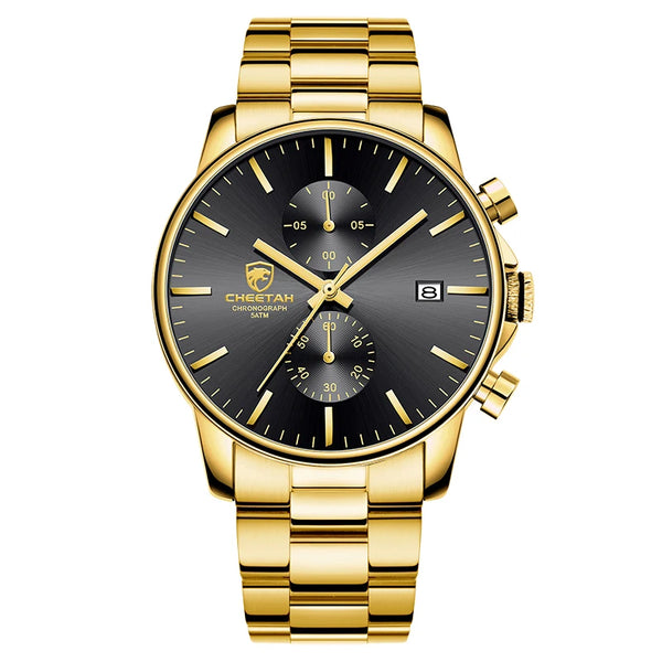 New CHEETAH Men Watch Luxury Brand Business Black Quartz Watches Mens Waterproof Chronograph Sport Wristwatch Date Male Clock