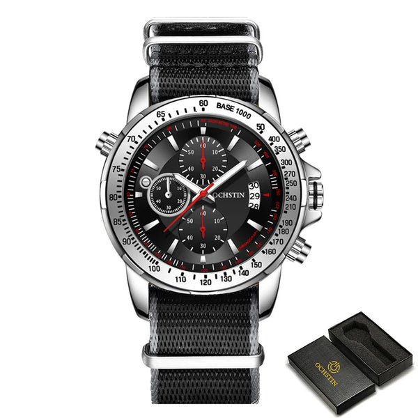 2025 OCHSTIN Pilot Watch – Men’s Military Quartz Chronograph, Waterproof, Nylon-Leather Strap, Sports Wristwatch