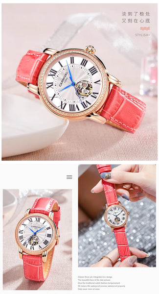 CARNIVAL Women’s Automatic Watch – Skeleton Dial, Sapphire, Waterproof, Japan Movement, Luxury Swiss Brand C8052L