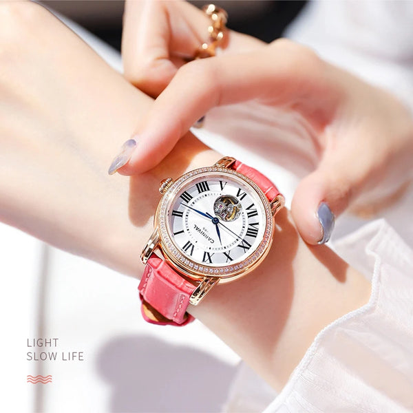 CARNIVAL Women’s Automatic Watch – Skeleton Dial, Sapphire, Waterproof, Japan Movement, Luxury Swiss Brand C8052L