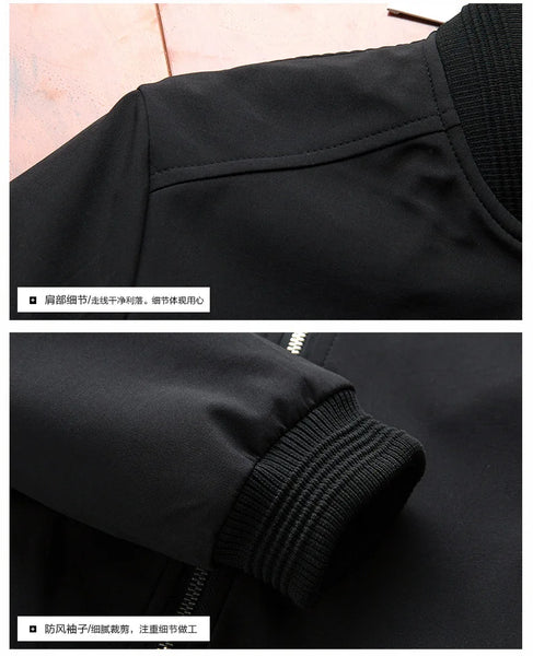 Men's Slim Fit Baseball Bomber Jacket – Lightweight Windbreaker with Zipper, Long Sleeve Casual Outerwear