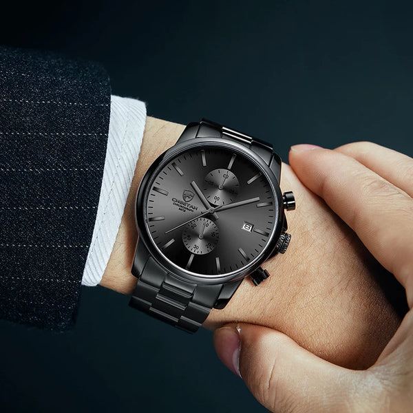 New CHEETAH Men Watch Luxury Brand Business Black Quartz Watches Mens Waterproof Chronograph Sport Wristwatch Date Male Clock