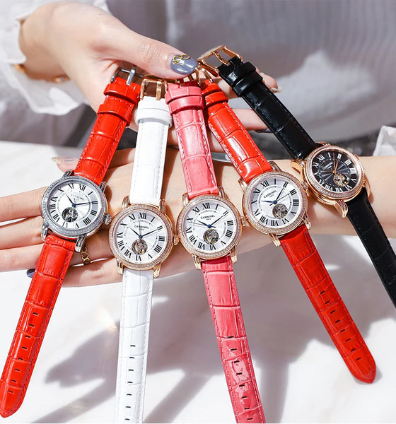 CARNIVAL Women’s Automatic Watch – Skeleton Dial, Sapphire, Waterproof, Japan Movement, Luxury Swiss Brand C8052L