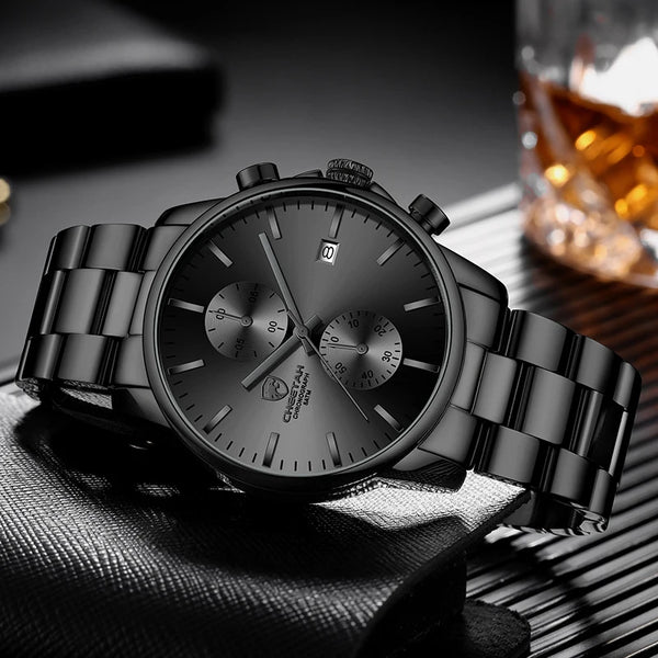 New CHEETAH Men Watch Luxury Brand Business Black Quartz Watches Mens Waterproof Chronograph Sport Wristwatch Date Male Clock