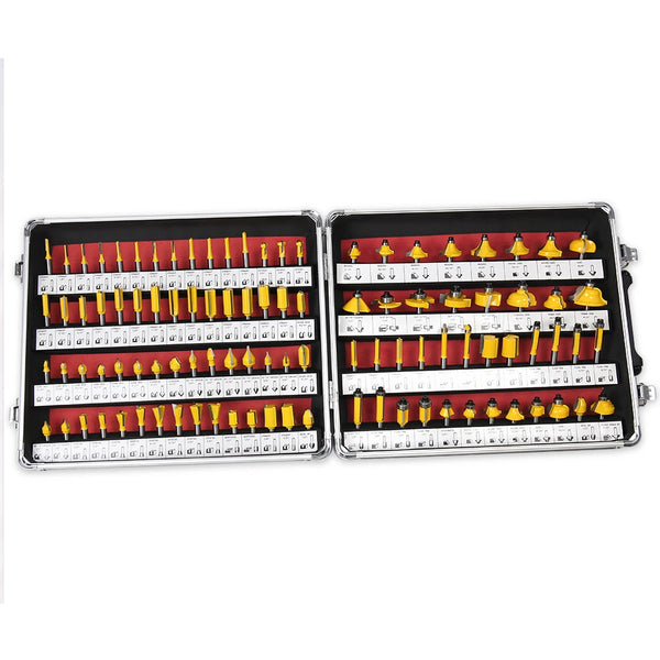 The ALLSOME 100Pcs/Set HT1192 is a comprehensive router bit kit featuring 1/4 inch shank tungsten carbide bits, ideal for woodworking and milling tasks. It’s designed for both DIYers and professionals seeking versatility an
