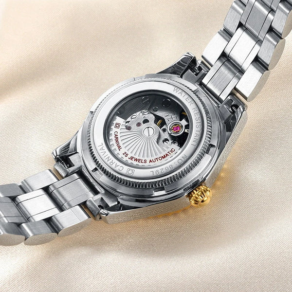 CARNIVAL Brand Luxury Wrist Watches for Women Ladies Waterproof Sapphire Automatic Mechanical Wristwatch Luminous Montre Femme