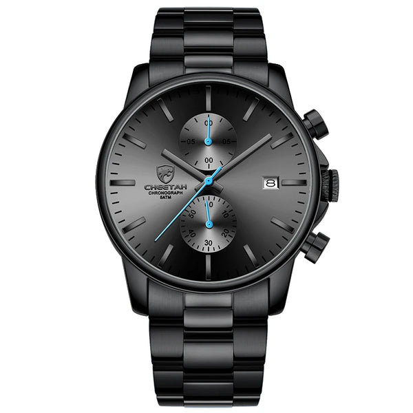 New CHEETAH Men Watch Luxury Brand Business Black Quartz Watches Mens Waterproof Chronograph Sport Wristwatch Date Male Clock