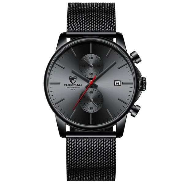 New CHEETAH Men Watch Luxury Brand Business Black Quartz Watches Mens Waterproof Chronograph Sport Wristwatch Date Male Clock