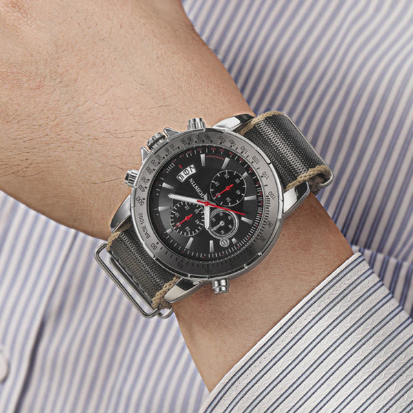 2025 OCHSTIN Pilot Watch – Men’s Military Quartz Chronograph, Waterproof, Nylon-Leather Strap, Sports Wristwatch