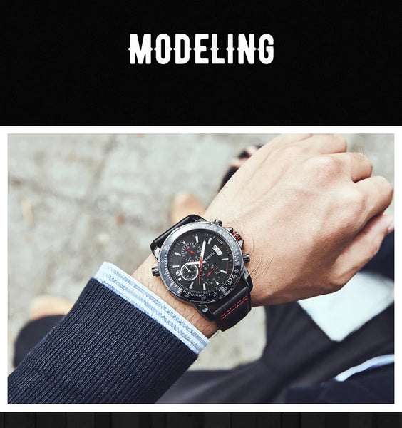 2025 OCHSTIN Pilot Watch – Men’s Military Quartz Chronograph, Waterproof, Nylon-Leather Strap, Sports Wristwatch