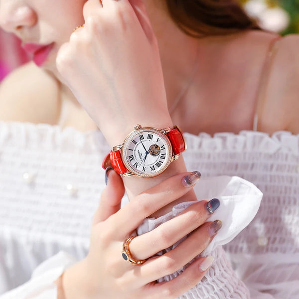 CARNIVAL Women’s Automatic Watch – Skeleton Dial, Sapphire, Waterproof, Japan Movement, Luxury Swiss Brand C8052L