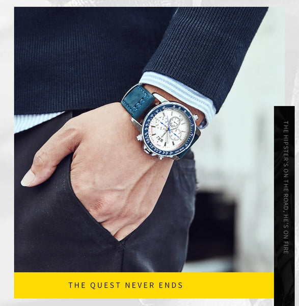 2025 OCHSTIN Pilot Watch – Men’s Military Quartz Chronograph, Waterproof, Nylon-Leather Strap, Sports Wristwatch