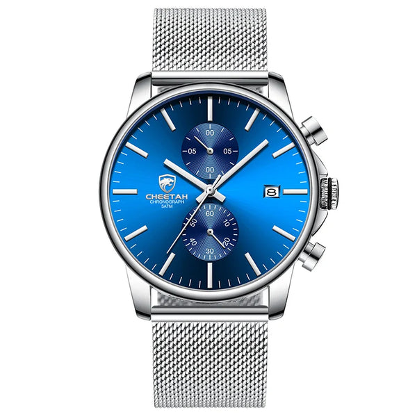 New CHEETAH Men Watch Luxury Brand Business Black Quartz Watches Mens Waterproof Chronograph Sport Wristwatch Date Male Clock