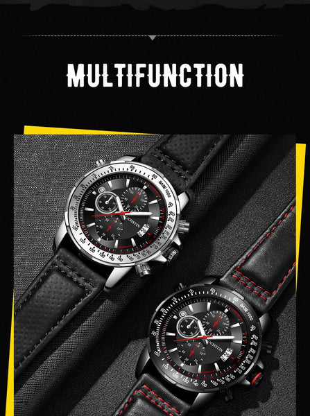 2025 OCHSTIN Pilot Watch – Men’s Military Quartz Chronograph, Waterproof, Nylon-Leather Strap, Sports Wristwatch