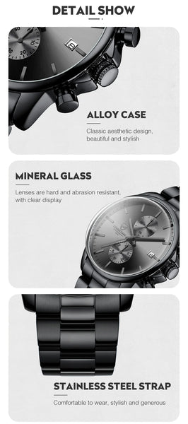 New CHEETAH Men Watch Luxury Brand Business Black Quartz Watches Mens Waterproof Chronograph Sport Wristwatch Date Male Clock