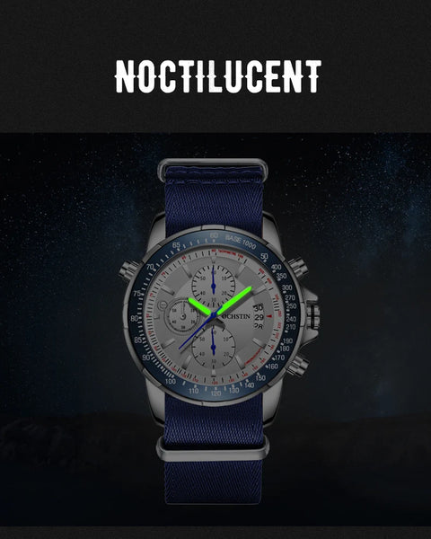 2025 OCHSTIN Pilot Watch – Men’s Military Quartz Chronograph, Waterproof, Nylon-Leather Strap, Sports Wristwatch