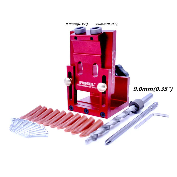 Pocket Hole Drill Guide Dowel Jig, Aluminium Oblique Hole Locator Drilling Kit Woodworker DIY Tools with 9mm Drill Bit