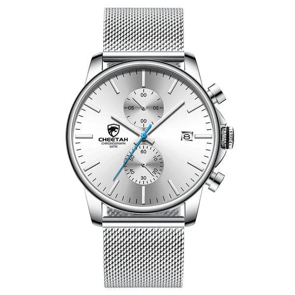New CHEETAH Men Watch Luxury Brand Business Black Quartz Watches Mens Waterproof Chronograph Sport Wristwatch Date Male Clock