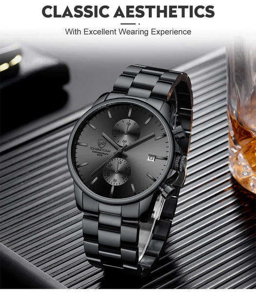 New CHEETAH Men Watch Luxury Brand Business Black Quartz Watches Mens Waterproof Chronograph Sport Wristwatch Date Male Clock