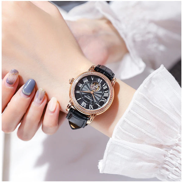CARNIVAL Women’s Automatic Watch – Skeleton Dial, Sapphire, Waterproof, Japan Movement, Luxury Swiss Brand C8052L