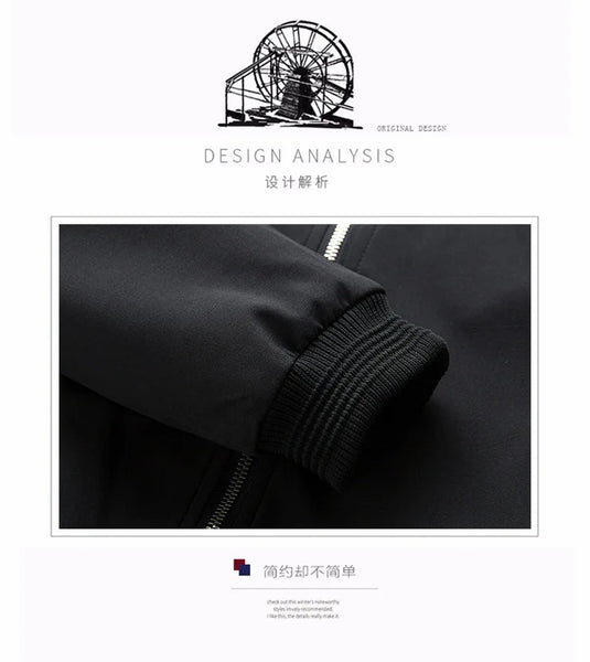 Men's Slim Fit Baseball Bomber Jacket – Lightweight Windbreaker with Zipper, Long Sleeve Casual Outerwear