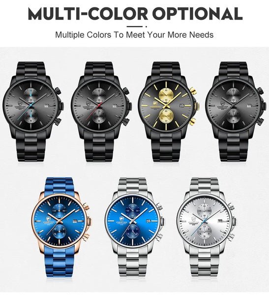 New CHEETAH Men Watch Luxury Brand Business Black Quartz Watches Mens Waterproof Chronograph Sport Wristwatch Date Male Clock