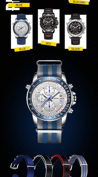 2025 OCHSTIN Pilot Watch – Men’s Military Quartz Chronograph, Waterproof, Nylon-Leather Strap, Sports Wristwatch