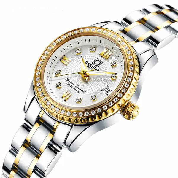 CARNIVAL Brand Luxury Wrist Watches for Women Ladies Waterproof Sapphire Automatic Mechanical Wristwatch Luminous Montre Femme