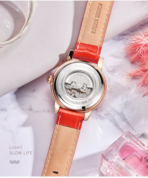 CARNIVAL Women’s Automatic Watch – Skeleton Dial, Sapphire, Waterproof, Japan Movement, Luxury Swiss Brand C8052L