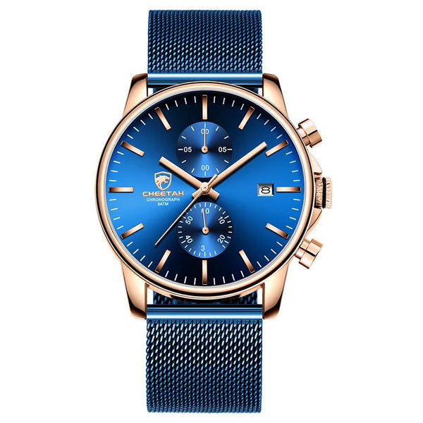 New CHEETAH Men Watch Luxury Brand Business Black Quartz Watches Mens Waterproof Chronograph Sport Wristwatch Date Male Clock