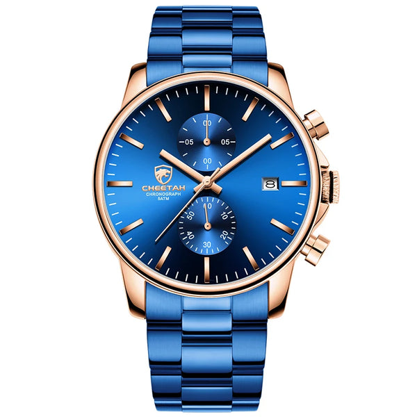 New CHEETAH Men Watch Luxury Brand Business Black Quartz Watches Mens Waterproof Chronograph Sport Wristwatch Date Male Clock