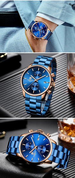 New CHEETAH Men Watch Luxury Brand Business Black Quartz Watches Mens Waterproof Chronograph Sport Wristwatch Date Male Clock