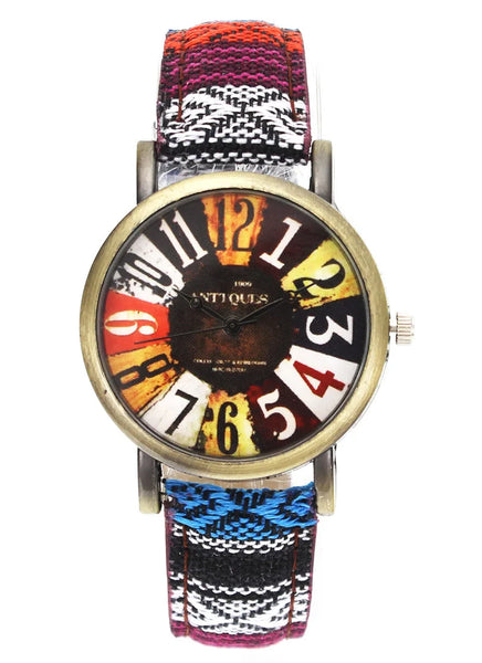 Vogue Movie Pattern Watch – Canvas Strap, 18mm, Unisex Sport Fashion Wristwatch, Trending Design
