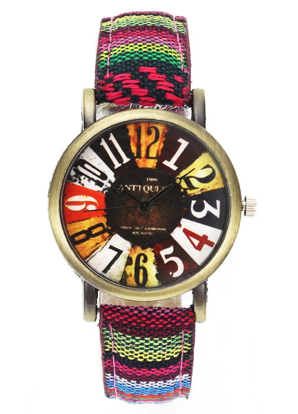 Vogue Movie Pattern Watch – Canvas Strap, 18mm, Unisex Sport Fashion Wristwatch, Trending Design