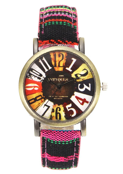 Vogue Movie Pattern Watch – Canvas Strap, 18mm, Unisex Sport Fashion Wristwatch, Trending Design