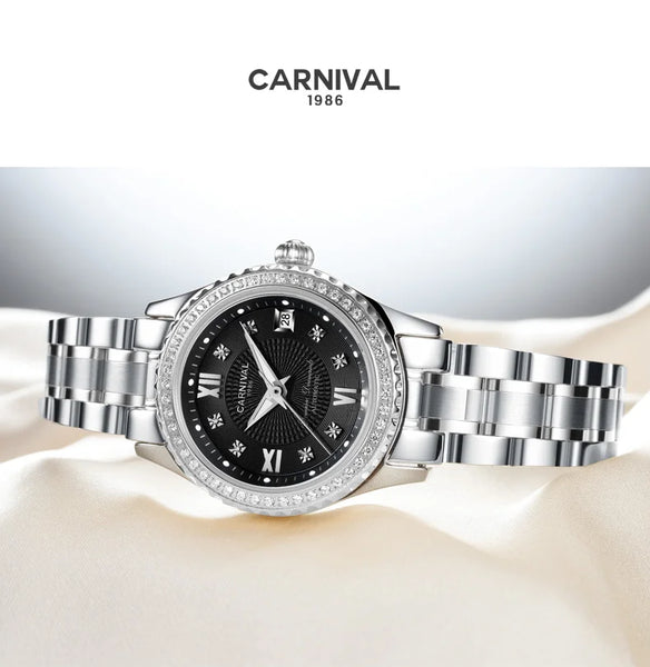 CARNIVAL Brand Luxury Wrist Watches for Women Ladies Waterproof Sapphire Automatic Mechanical Wristwatch Luminous Montre Femme