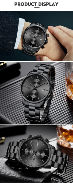 New CHEETAH Men Watch Luxury Brand Business Black Quartz Watches Mens Waterproof Chronograph Sport Wristwatch Date Male Clock