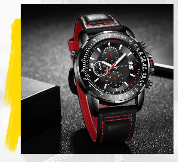 2025 OCHSTIN Pilot Watch – Men’s Military Quartz Chronograph, Waterproof, Nylon-Leather Strap, Sports Wristwatch