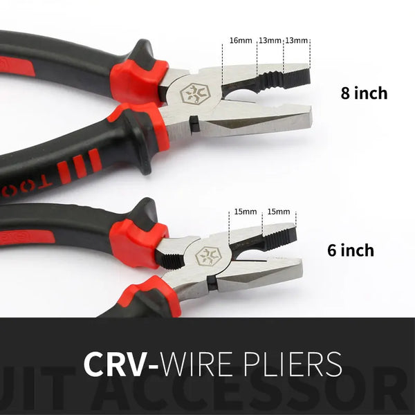 The Industrial Grade CrV Wire Cutter/Tiger Plier is a multifunctional hand tool made from chrome vanadium steel, designed for cutting, gripping, and general electrical or mechanical tasks. It’s available in 6-inch and 8-inc
