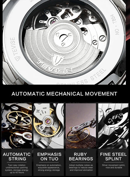 Jaragar Men's Luxury Tourbillon Watch – Automatic, Calendar, Silver Stainless Steel