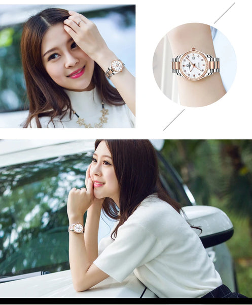 CARNIVAL Women’s Gold Automatic Watch – Tourbillon, Sapphire, Waterproof Stainless Steel, Elegant Reloj Mujer