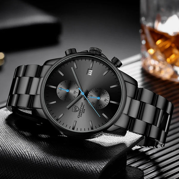 New CHEETAH Men Watch Luxury Brand Business Black Quartz Watches Mens Waterproof Chronograph Sport Wristwatch Date Male Clock