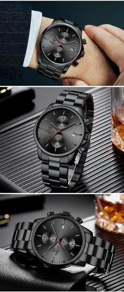 New CHEETAH Men Watch Luxury Brand Business Black Quartz Watches Mens Waterproof Chronograph Sport Wristwatch Date Male Clock