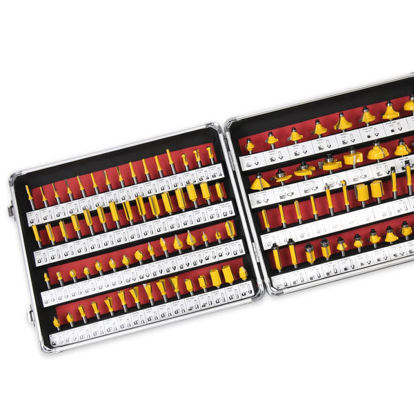 The ALLSOME 100Pcs/Set HT1192 is a comprehensive router bit kit featuring 1/4 inch shank tungsten carbide bits, ideal for woodworking and milling tasks. It’s designed for both DIYers and professionals seeking versatility an