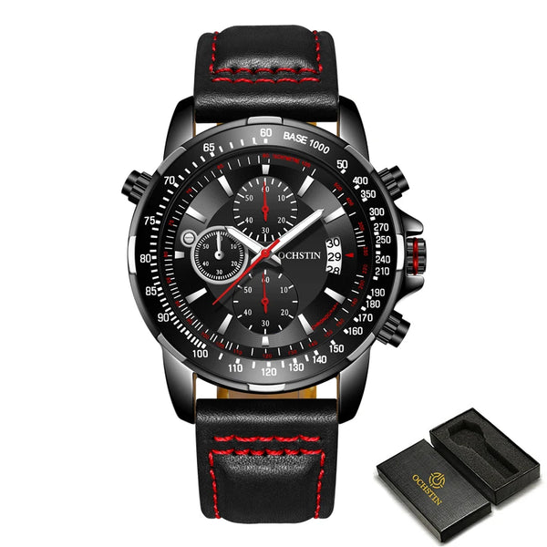 2025 OCHSTIN Pilot Watch – Men’s Military Quartz Chronograph, Waterproof, Nylon-Leather Strap, Sports Wristwatch