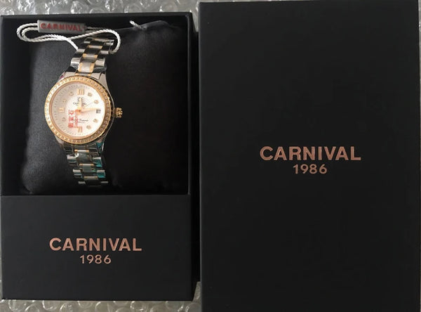 CARNIVAL Brand Luxury Wrist Watches for Women Ladies Waterproof Sapphire Automatic Mechanical Wristwatch Luminous Montre Femme