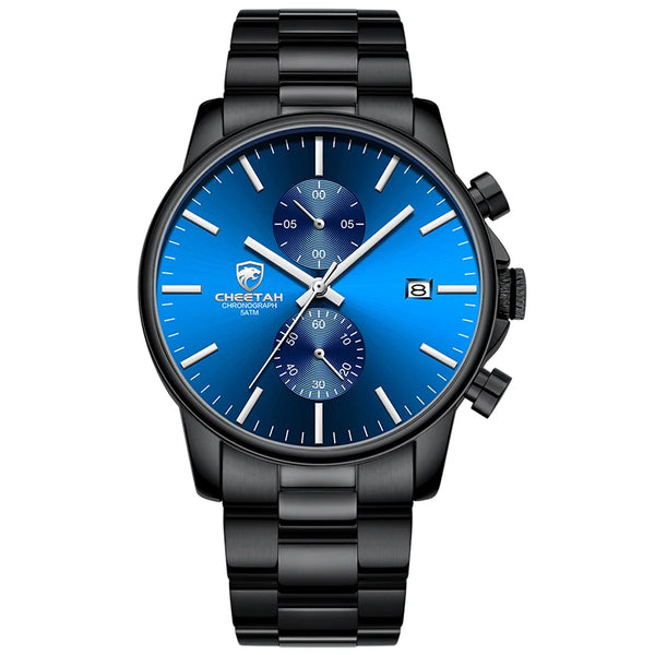 New CHEETAH Men Watch Luxury Brand Business Black Quartz Watches Mens Waterproof Chronograph Sport Wristwatch Date Male Clock