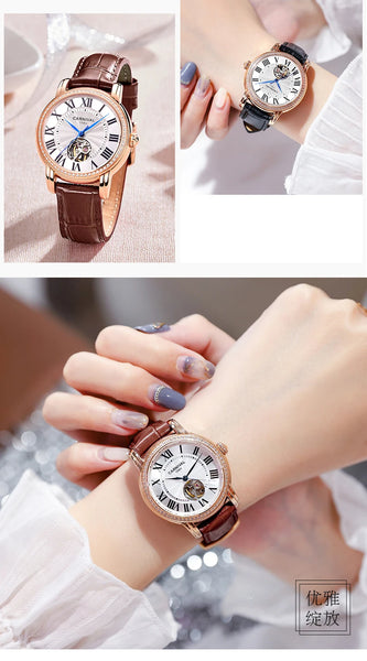 CARNIVAL Women’s Automatic Watch – Skeleton Dial, Sapphire, Waterproof, Japan Movement, Luxury Swiss Brand C8052L