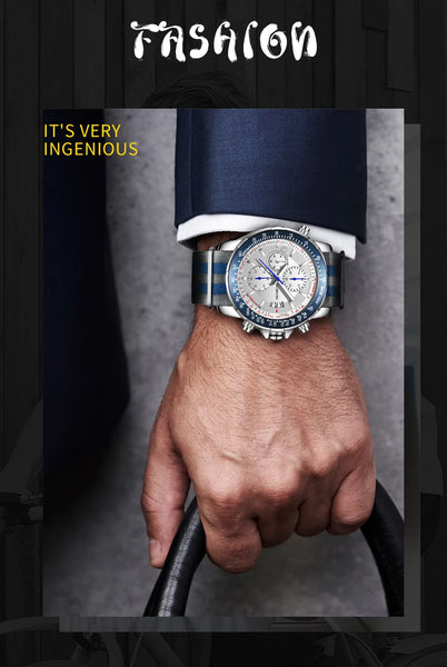 2025 OCHSTIN Pilot Watch – Men’s Military Quartz Chronograph, Waterproof, Nylon-Leather Strap, Sports Wristwatch