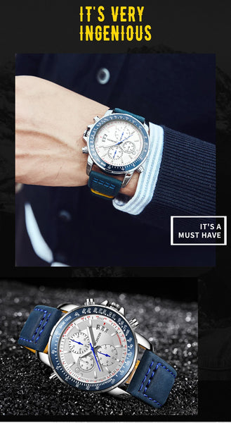 2025 OCHSTIN Pilot Watch – Men’s Military Quartz Chronograph, Waterproof, Nylon-Leather Strap, Sports Wristwatch